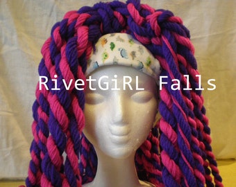 Cheshire Cat inspired Twisted Yarnfalls - Purple & Pink- Medium/Long 40 count by RivetGiRL Falls