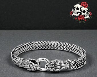 Bracelet serpent en acier inoxydable | Anneau de bras Viking Ouroboros | Bracelet serpent | Bijoux punk rock gothique | Cadeau vintage unisexe | Bijoux gothiques
