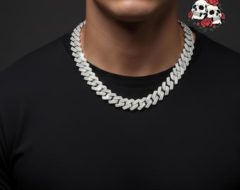 Miami Diamant kubanische Halskette | Hip Hop Schmuck | Mode Geschenk Bling Ice Out | Geschenk für Frauen und Männer | Eis Schmuck