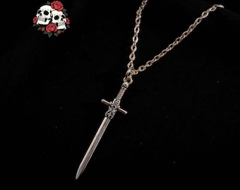 Silver Sword Knife Pendant Necklace | Stainless Steel Gothic Punk Jewelry for Men & Women | Edgy Unisex Accessory | Cool Gift Idea