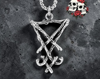 Lucifer Symbol Pendant Necklace | Gothic-Occult Jewelry | Satanic-Style Alloy Necklace | Dark Symbol Amulet | Alternative Gift for Men