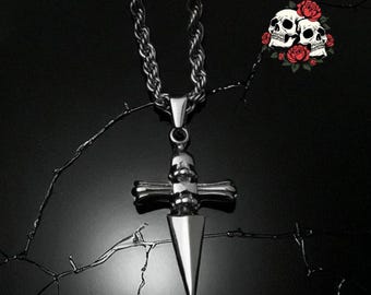Collana con ciondolo, croce, acciaio inossidabile di alta qualità, collana punk alla moda, stile casual, gioielli moderni, regalo perfetto