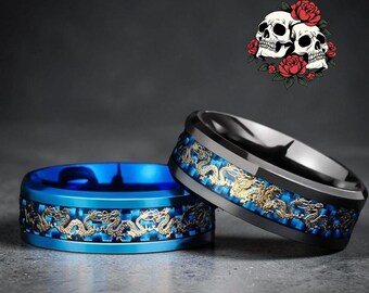 Bunter Drachenring für Herren aus Legierung | Schmuck im Gothic-Stil mit Drachenmotiv | Auffälliger Statement-Ring mit Drachenmotiv | Geschenk für Männer | Ring als Geschenk | Größen 6–12
