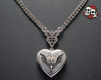 Gothic Fledermaus Locket Halskette Vampir Schmuck | Dunkler viktorianischer Anhänger | Fledermäuse Gothic Halskette Geschenk | Einzigartiges Party-Accessoire passendes Geschenk