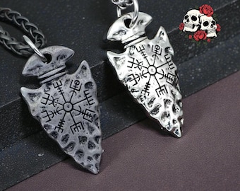 Anhänger Halskette | Nordischer Wikinger Kompass | Antike Silber Schmuck | Amulett Symbol des Erfolgs | Geschenk für Schutz | Unisex | Geschenk für Ihn