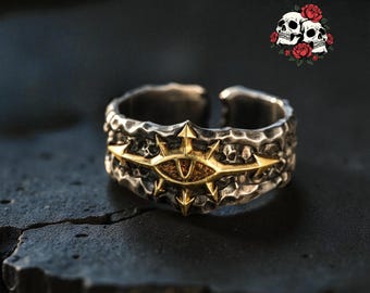 Retro Black Cross Ring for Men and Women | Adjustable Gothic Punk Jewelry | Vintage Copper Eddie Ring | Gift for Him | Gothic
