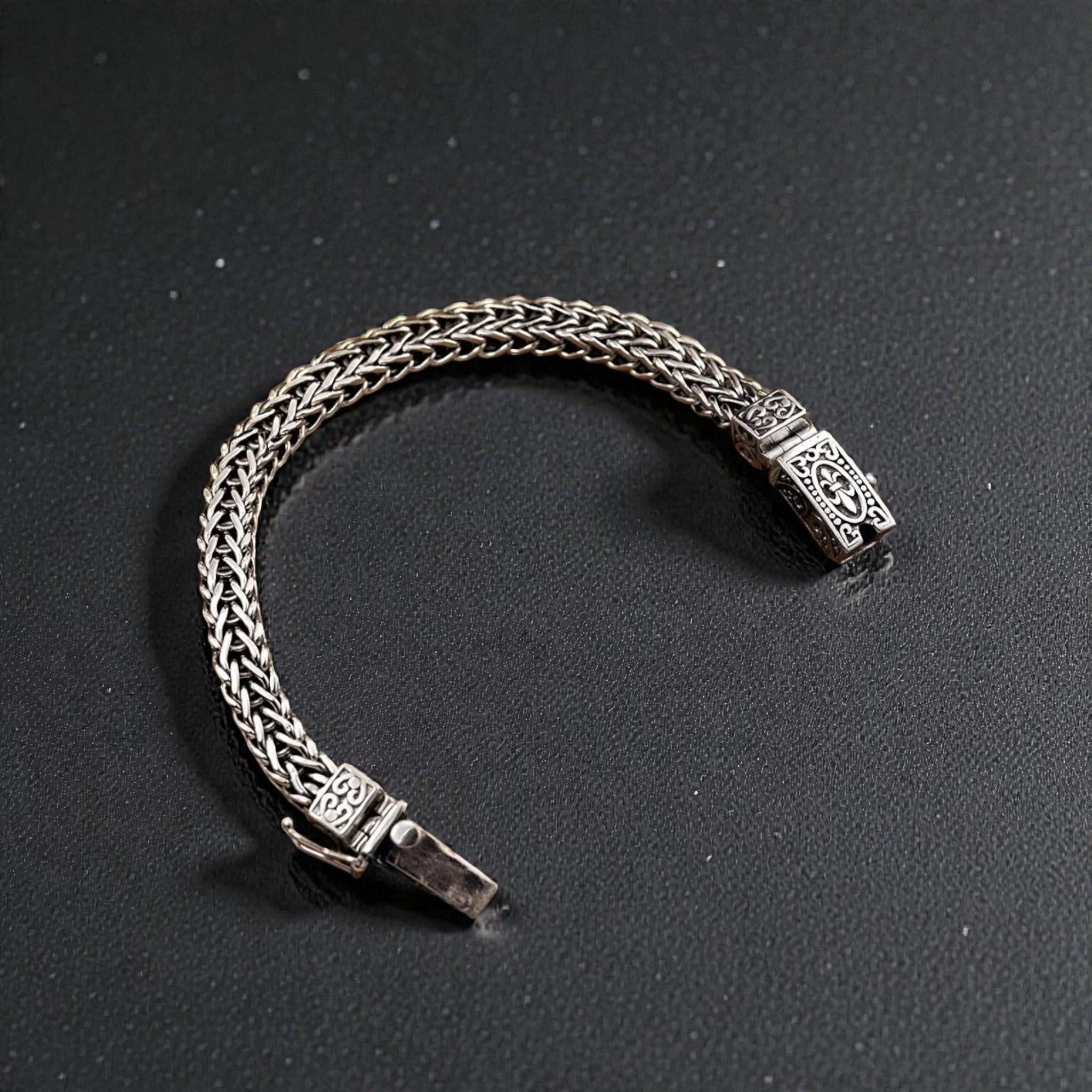 Vintage Silver Dragon Bone Chain Bracelet for Men Women | Double