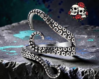 Oktopus-Ring für Damen und Herren | Verstellbarer Punk-Ring | Asymmetrischer Oktopus-Armschmuck | Unisex-Statement-Ring – das perfekte Geschenk für Sie und Ihn | Legierung