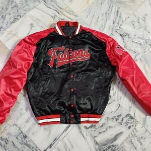 Atlanta Falcons Letterman Jacket Black Body Red Leather Sleeves Jacket Baseball Jackets Team Letterman Jackets Mens Varsity Jackets
