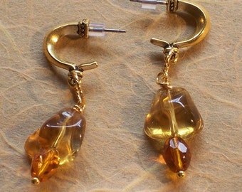 Golden Citrine and Crystal Earrings