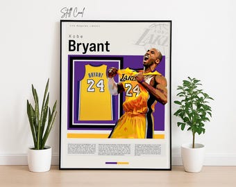 Kobe Bryant Poster – Lakers Wall Art | Mamba Mentality Digital Print | Modern NBA Decor | Basketball PDF Download