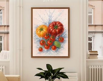 Tomato Splash – Vibrant Tomato Watercolour Print | Still Cool Studio