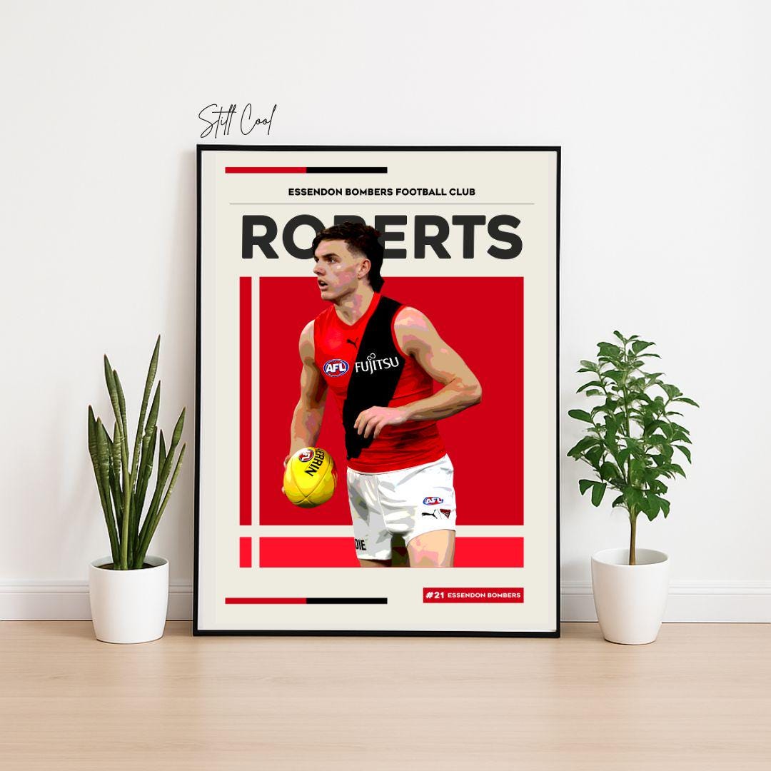Essendon Bombers Poster Archie Roberts Digital Download AFL Wall Art ...