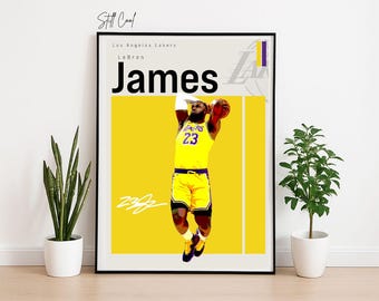 LeBron James Poster – Lakers NBA Wall Art | Basketball Digital Print | King James PDF Download