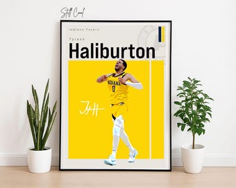 Tyrese Haliburton Poster – Indiana Pacers NBA Wall Art | Basketball Digital Print | Haliburton PDF Download