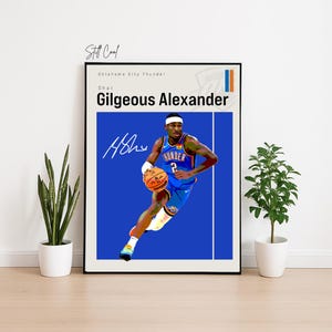 Shai Gilgeous-Alexander Poster – OKC Thunder NBA Wall Art | Basketball Digitaldruck | Pdf-Download