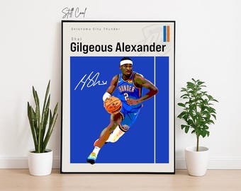 Shai Gilgeous-Alexander Poster – OKC Thunder NBA Wall Art | Basketball Digital Print | Pdf Download