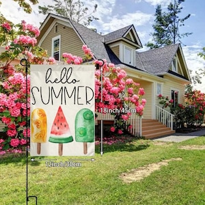 Hello Summer Popsicle Fruit  Garden Flag 12x18 - Flag Only Double Sided