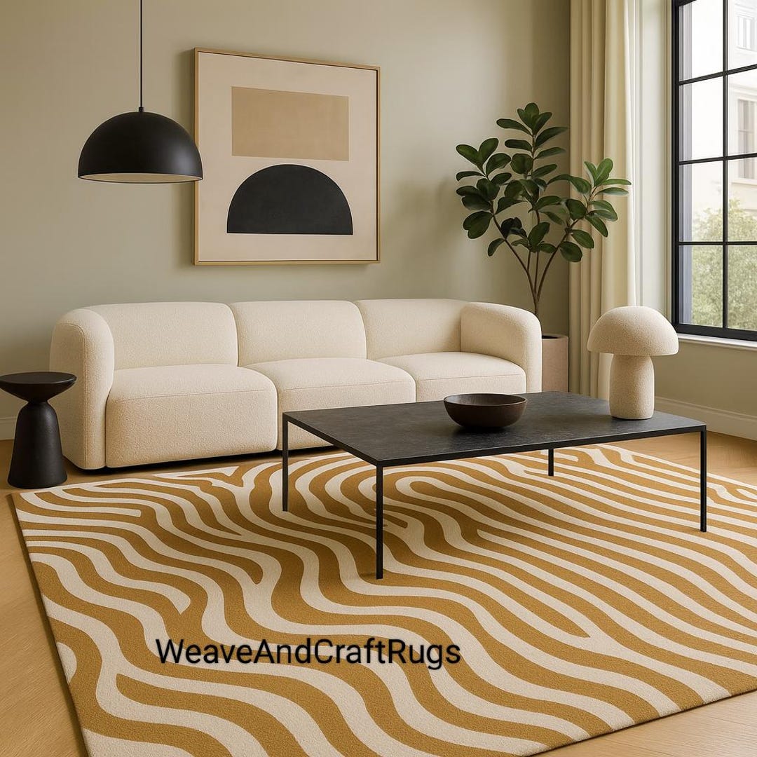 Wavy Long Rug Abstract Wavy Line Area Rug – Contemporary Design Rugs for Modern ...