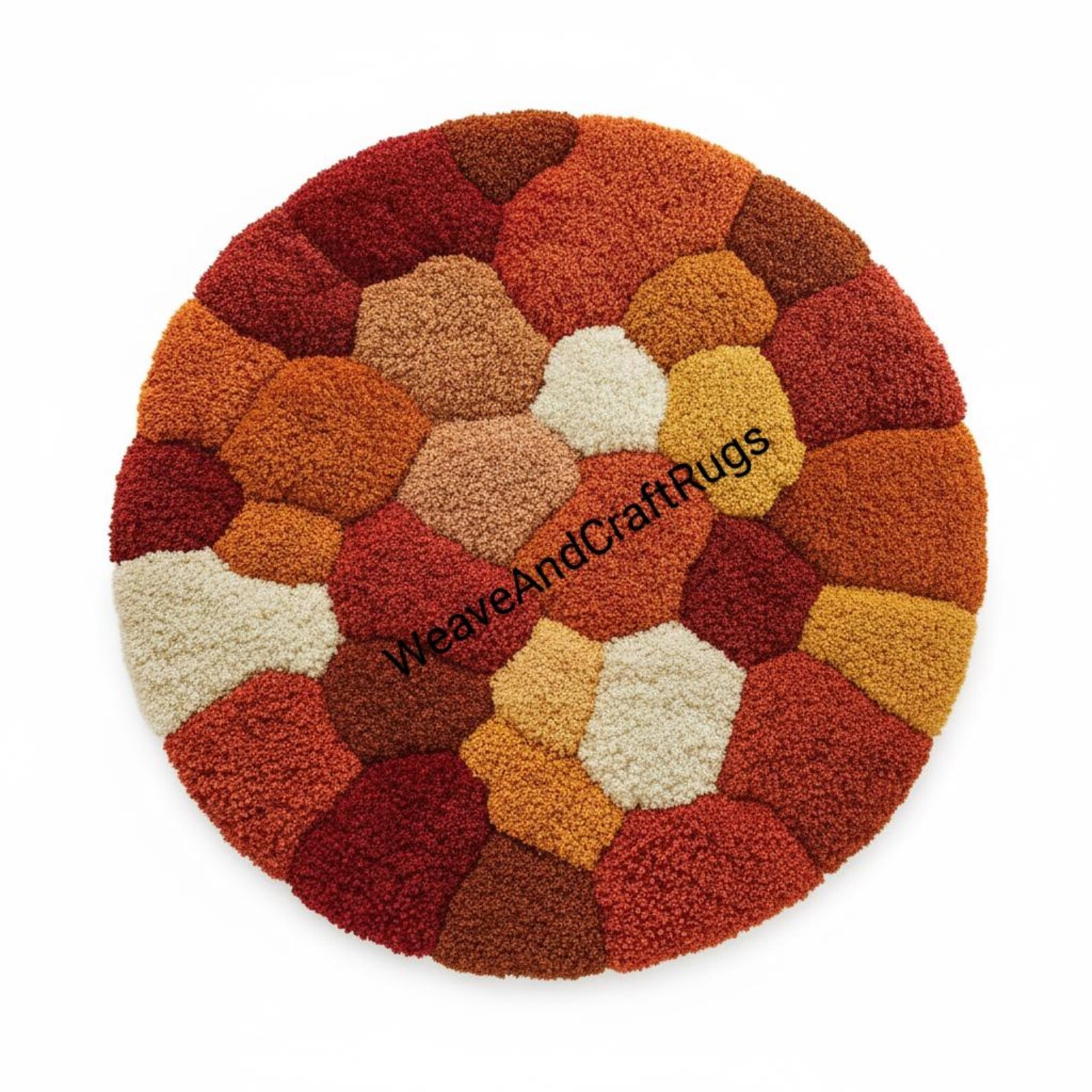 Eclectic Round Wool Rugs Hand Tufted Wool Round Rug – Abstract Pebble Design, Earthy Tones ...
