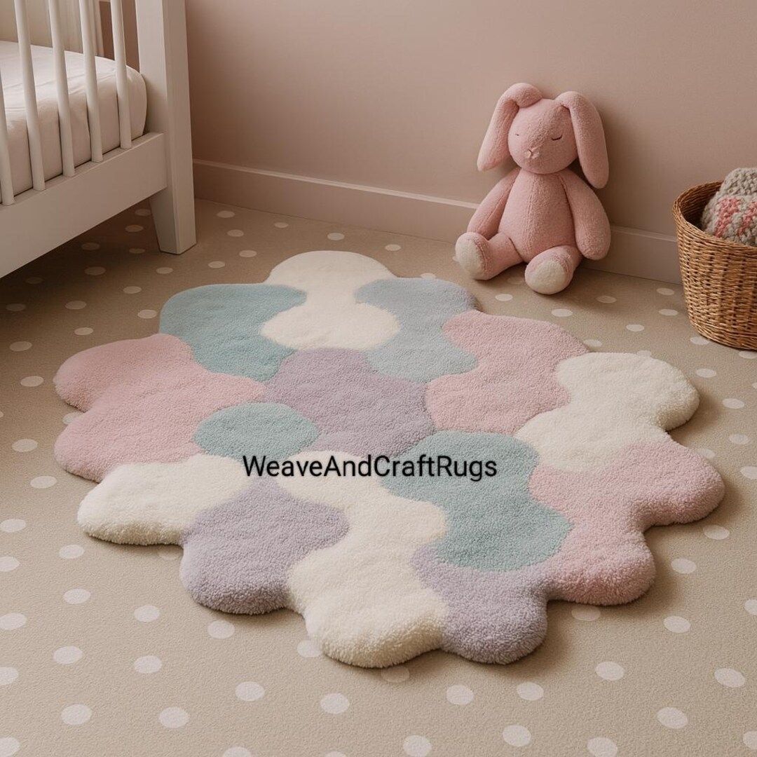 Cozy Pastel Flower Power Rug Soft & Colorful Design Area Rugs Non-slip ...