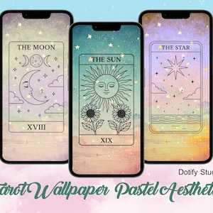 Pastel Tarot Card Phone Wallpaper: 10 Mystical JPGs (Digital Download