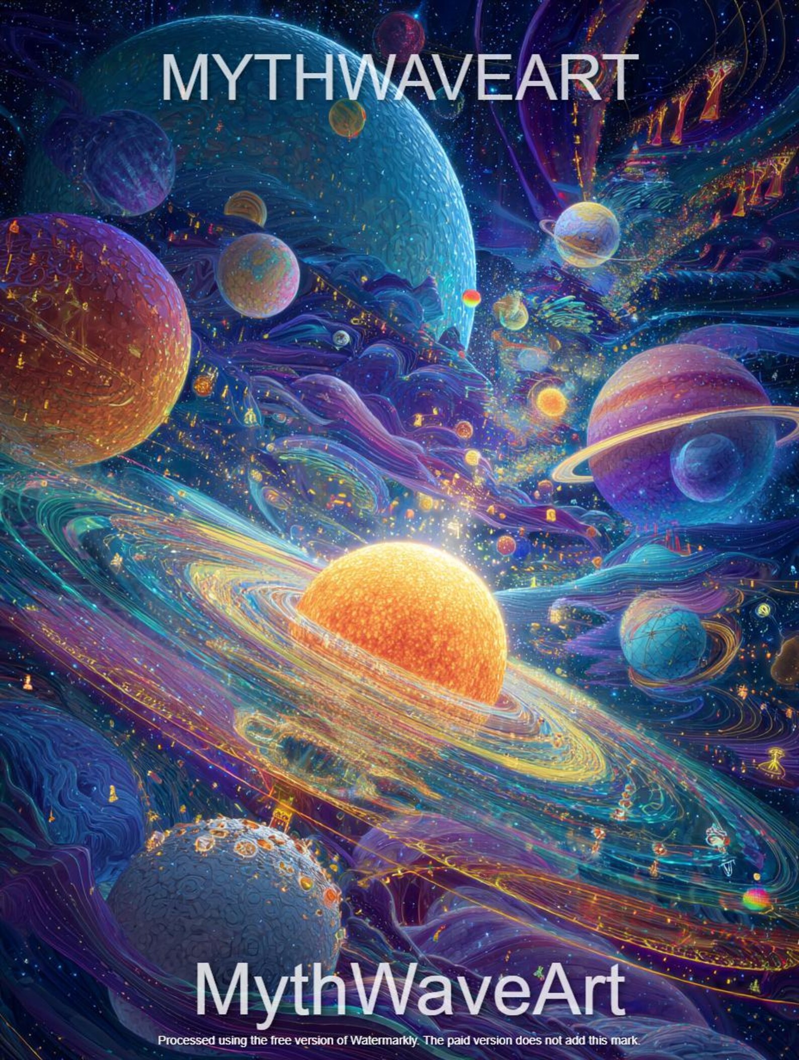 Psychedelic Solar System Wall Art – Visionary Planet Spiral Poster ...