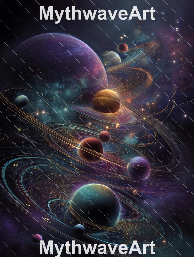 Mystical Solar System Spiral Art Print – Cosmic, Sacred Geometry Space ...