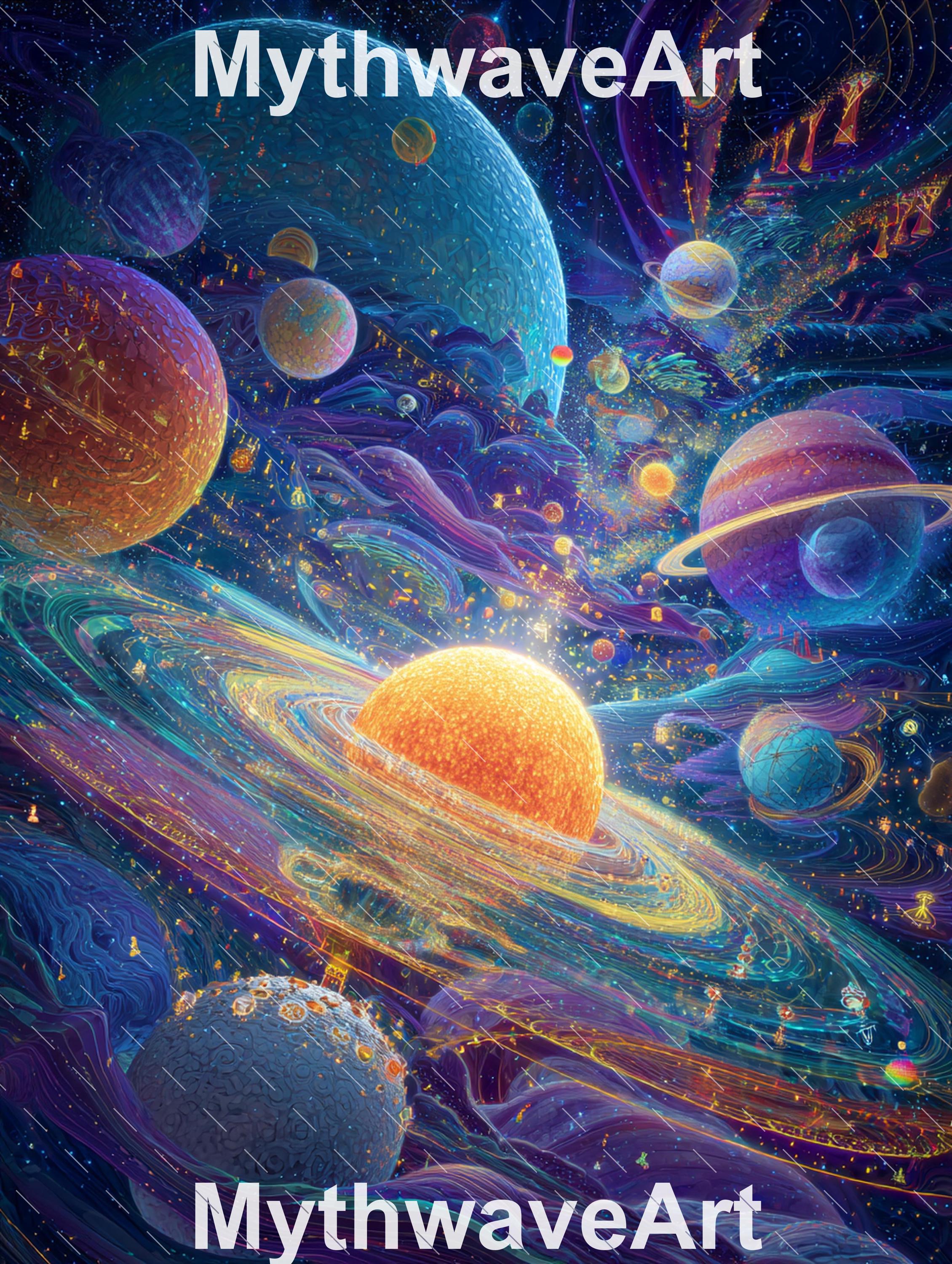 Psychedelic Solar System Print – Trippy Galaxy, Sacred Geometry (JPEG ...