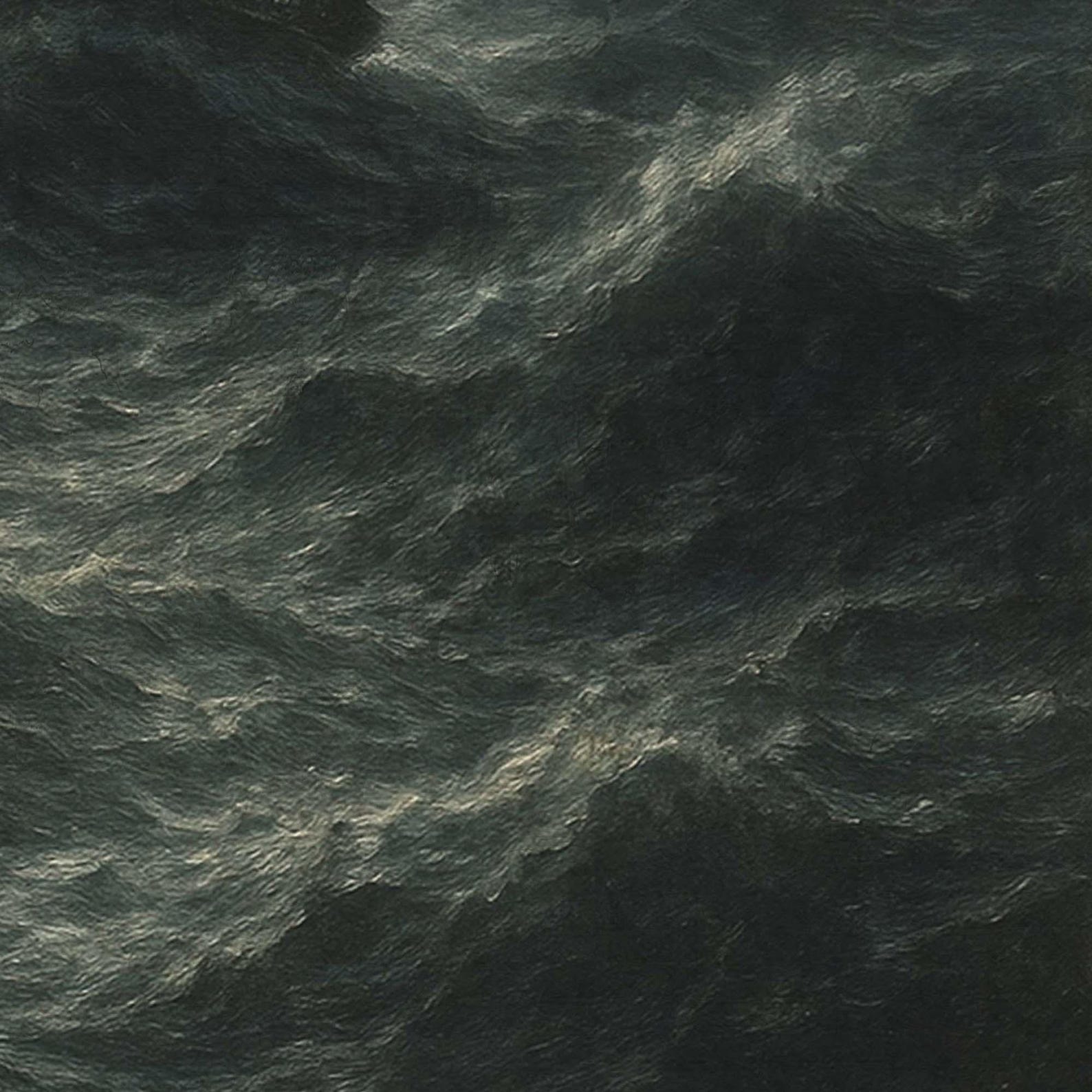 Stormy Sea Boat Wall Art – Dramatic Dark Ocean Oil Painting – Moody ...