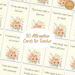 Teacher Affirmation Cards|Self Care Positive Quotes|Motivation Cards|Affirmation for Teacher|Digital Download|Printable|Mindfulness Cards
