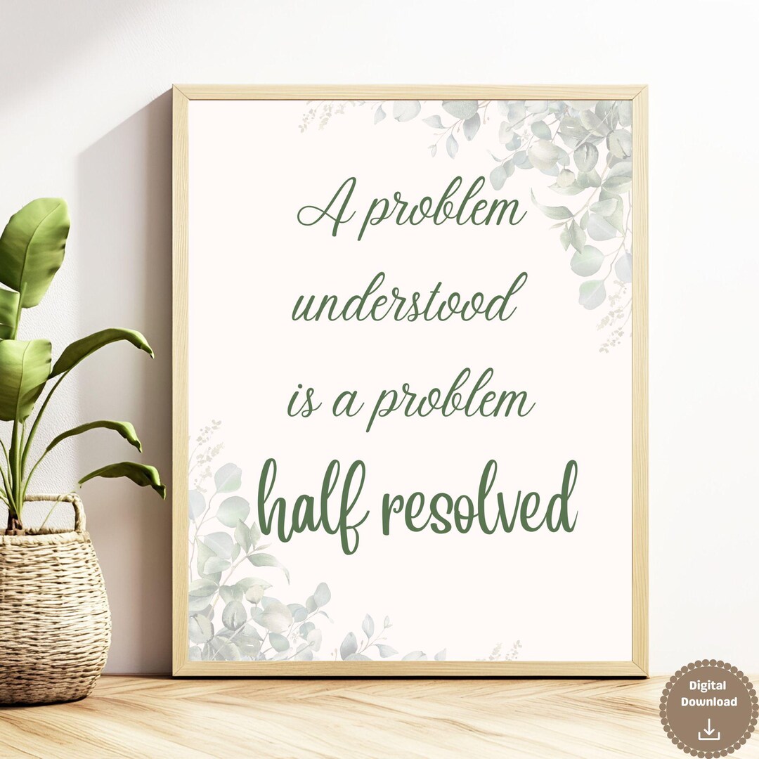 Problem Solving Quote Print: Minimalist Inspirational Wall Art (digital ...