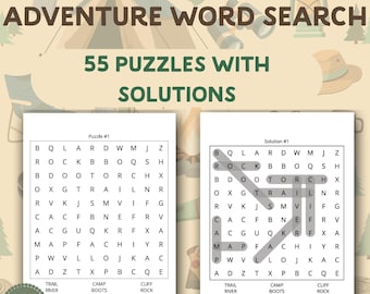 Adventure Word Search Puzzle Bundle: 55 Printable Puzzles for Adults & Seniors (Digital Download)