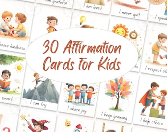 Positive Affirmation Cards for Boys: Cartoon Style Lunchbox Notes (Digital Download)
