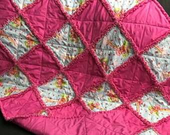 Strawberry Shortcake Baby Rag Quilt Handmade One Of A Kind Baby Rag Quilt Baby  Crib Nursery Shabby Chic Quilt