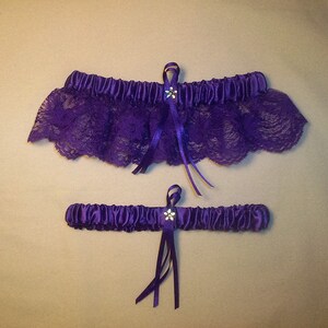 Purple Satin With Silver Metalic Ribbon Trim Flower Girl Basket And Ring Bearer Pillow Set 1 image 4