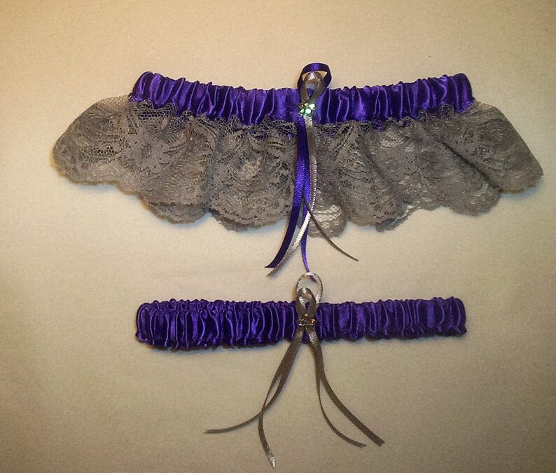 Purple Satin With Silver Metalic Ribbon Trim Flower Girl Basket And Ring Bearer Pillow Set 1 image 2