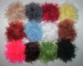 5 Fun Fur Hair Scrunchies Handmade  NEW COLORS  9 To Choose From