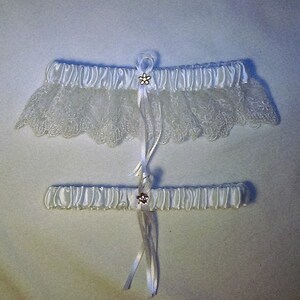 White Satin With White Beaded Lace Trim Flower Girl Basket And Ring Bearer Pillow Set 2 image 2