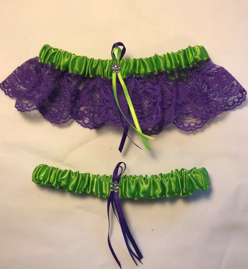 1 To Keep 1 To Throw 2 Piece Wedding Garter Set Apple Green Satin Purple Lace Women S Clothing Clothing Valresa Com