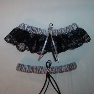 Silver Satin With Black Lace Trim Flower Girl Basket And Ring Bearer Pillow Set 1 image 3