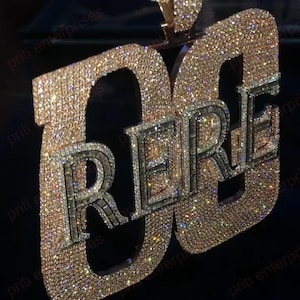 Colgante con letra personalizada para fiesta de hip hop, regalo de hip hop personalizado, colgante con nombre de hip hop para hombre, joyería de hip hop Ice Out, plata 925
