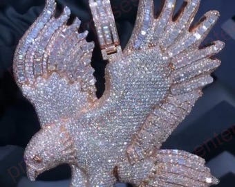 Moissanite Bird Pendant: Iced 925 Sterling Silver Hip Hop Jewelry