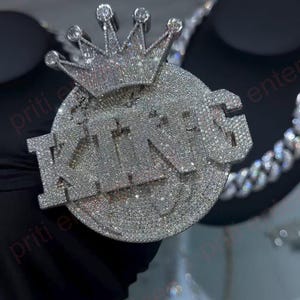 Colgante de boda personalizado con letra y corona helada, colgante de fiesta de hip hop personalizado, colgante con nombre de hip hop para hombre, joyería Ice Out, plata 925