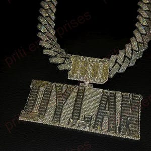 Pingente com nome completo, pingente personalizado com letra de casamento, pingente personalizado de hip hop, pingente com nome masculino de hip hop, prata esterlina 925