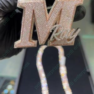 Colgante personalizado de moissanita VVS, colgante de rapero personalizado, colgante con nombre para hombre, plata de ley 925