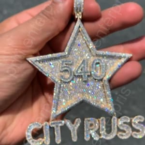 Colgante personalizado con letra y estrella, colgante de hip hop personalizado, colgante con nombre de hip hop para hombre, joyería de hip hop Ice Out, plata de ley 925