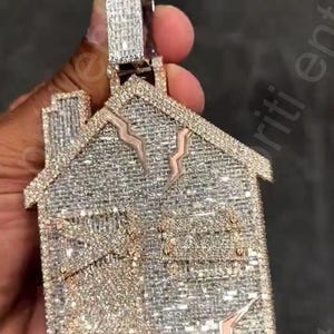 Pingente com logotipo da Custom House, Pingente personalizado para casamento de Hip Hop, Pingente com nome masculino de Hip Hop, Joias de Hip Hop Ice Out, Prata de Lei 925