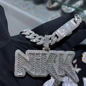 Colgante con letra personalizada para boda informal, colgante de regalo de fiesta de hip hop personalizado, colgante con nombre de hip hop para hombre, plata de ley 925