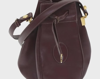 Leather Bucket Bag Cartier Handbag with Dustbag Bordeaux Shoulder Drawstring purse